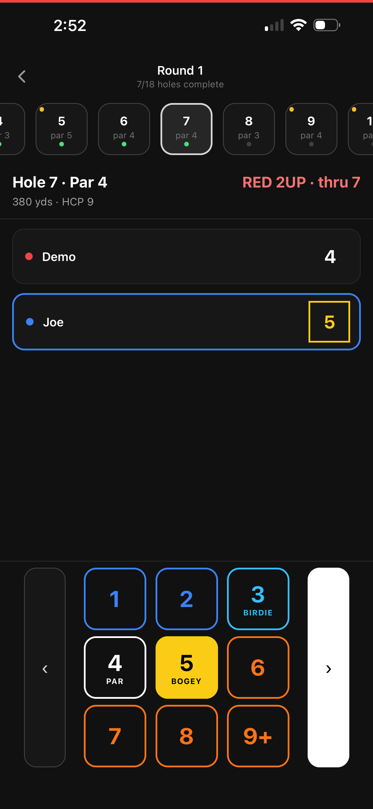 Live score entry